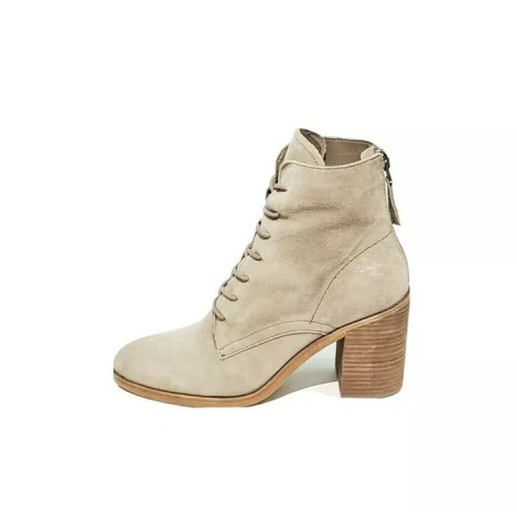 Dolce Vita Booties Heel Zip Lace Up Gray Taupe Suede Womens US 9.5 - Picture 7 of 11